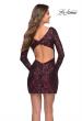 Picture of: Long Sleeve Sequin Dress with Ruching and Open Back in Wine, Style 30951, Back Picture