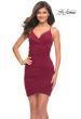 Picture of: Wrap Style Dress with Ruching and V Neckline in Wine, Detail Picture 1