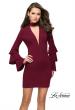 Picture of: Short Homecoming Dress with Tiered Bell Sleeves in Wine, Style: 26639, Detail Picture 2