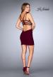 Picture of: Tight Jersey Dress with Separating Straps in Back in Wine, Style: 25058, Detail Picture 3