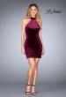 Picture of: High Neck Velvet Dress with Open Back in Wine, Style: 25032, Detail Picture 4