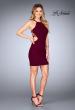 Picture of: Tight Jersey Dress with Separating Straps in Back in Wine, Style: 25058, Detail Picture 4