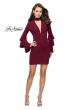 Picture of: Short Homecoming Dress with Tiered Bell Sleeves in Wine, Style: 26639, Detail Picture 4