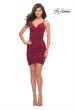 Picture of: Wrap Style Dress with Ruching and V Neckline in Wine, Detail Picture 4