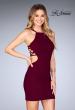 Picture of: Tight Jersey Dress with Separating Straps in Back in Wine, Style: 25058, Detail Picture 6