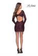 Picture of: Long Sleeve Sequin Dress with Ruching and Open Back in Wine, Style 30951, Detail Picture 6