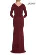 Picture of: V-Neck Ruched Gown with Three-Quarter Sleeves in Wine, Style: 33214, Detail Picture 8