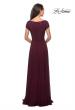 Picture of: Short Sleeve Long Gown with Beaded Bodice in Wine, Style: 26512, Back Picture