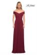 Picture of: Off the Shoulder Net Jersey Long Dress with Ruching in Wine, Detail Picture 2
