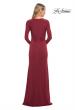 Picture of: Long Sleeve Jersey Dress with Criss-Criss Front Ruching in Wine, Detail Picture 2