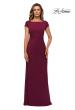 Picture of: Floor Length Jersey Evening Gown with Cap Sleeves in Wine, Style: 28026, Detail Picture 3