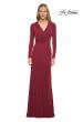 Picture of: Long Sleeve Jersey Dress with Criss-Criss Front Ruching in Wine, Detail Picture 5