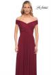Picture of: Off the Shoulder Net Jersey Long Dress with Ruching in Wine, Detail Picture 6
