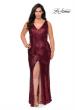 Picture of: Sequin Striped Plus Size Prom Dress with Center Slit in Wine, Style: 28796, Main Picture