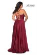 Picture of: Satin A-line Plus Dress with Lace Up Back and Pockets in Wine, Style: 29033, Main Picture