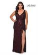 Picture of: Sequin Plus Size Prom Gown with Ruching and V-neck in Wine, Style: 29046, Main Picture