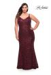 Picture of: Thick Line Sequin Print Plus Size Gown with V Neck in Wine, Style: 29622, Main Picture