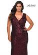 Picture of: Long Sequin Plus Size Prom Gown with V-Neck in Wine, Style: 28770, Detail Picture 8