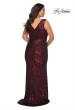 Picture of: Long Sequin Plus Size Prom Gown with V-Neck in Wine, Style: 28770, Back Picture
