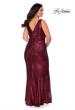 Picture of: Sequin Striped Plus Size Prom Dress with Center Slit in Wine, Style: 28796, Back Picture