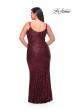 Picture of: V Neck Sequin Plus Size Long Gown in Wine, Style: 29546, Back Picture