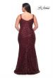 Picture of: Thick Line Sequin Print Plus Size Gown with V Neck in Wine, Style: 29622, Back Picture