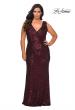 Picture of: Long Sequin Plus Size Prom Gown with V-Neck in Wine, Style: 28770, Detail Picture 1