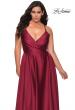 Picture of: Satin A-line Plus Dress with Lace Up Back and Pockets in Wine, Style: 29033, Detail Picture 1