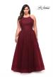 Picture of: Tulle Gown with Lace Bodice and High Neckline in Wine, Style: 29071, Detail Picture 1