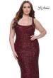 Picture of: Plus Size Prom Dress in Stretch Sequin and Square Neckline in Wine, Style: 31630, Detail Picture 1
