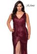 Picture of: Sequin Striped Plus Size Prom Dress with Center Slit in Wine, Style: 28796, Detail Picture 2