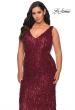 Picture of: Sequin Fringe Plus Size Prom Gown with V-Neck in Wine, Style: 28946, Detail Picture 2