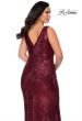 Picture of: Sequin Striped Plus Size Prom Dress with Center Slit in Wine, Style: 28796, Detail Picture 3