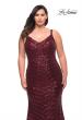 Picture of: Thick Line Sequin Print Plus Size Gown with V Neck in Wine, Style: 29622, Detail Picture 3