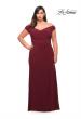 Picture of: Matte Jersey Long Plus Dress with Ruching and Slit in Wine, Style: 29663, Detail Picture 4