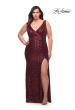 Picture of: Long Sequin Plus Size Dress with Banded Waist in Wine, Style: 30182, Detail Picture 5