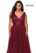 Picture of: Curvy A-line Prom Gown with Sequin Bodice and Tulle Skirt in Wine, Style: 29045, Detail Picture 6