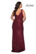 Picture of: Sequin Fringe Plus Size Prom Gown with V-Neck in Wine, Style: 28946, Detail Picture 7