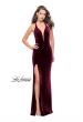 Picture of: Long Velvet Prom Dress with Deep V and Side Leg Slit in Wine, Style: 25363, Main Picture