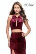 Picture of: Long Velvet Prom Dress with Crop Top and Leg Slit in Wine, Style: 25500, Main Picture