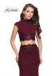 Picture of: Two Piece Jersey Applique Gown with Short Sleeves in Wine, Style: 26196, Main Picture