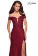 Picture of: Off The Shoulder Gown with Lace Bust and Slit in Wine, Style: 27097, Main Picture