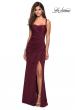 Picture of: Long Jersey Gown with Size Ruching and Slit in Wine, Style: 27470, Main Picture