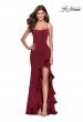 Picture of: Ruffle Prom Dress with Scoop Neck and Lace Up Back in Wine, Style: 28294, Main Picture
