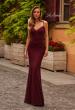 Picture of: Jersey Gown with Crisscross Back and Ruching in Wine, Style: 33489, Main Picture
