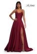 Picture of: Mikado A-line Gown with Lace Detail Neckline in Wine, Style: 32878, Detail Picture 8