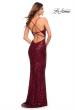 Picture of: Soft Sequin Long Gown with Lace Up Back in Wine, Style: 29949, Detail Picture 9