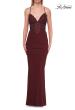 Picture of: Rhinestone Lace Jersey Gown with Ruched Back and Crisscross Straps in Wine, Style: 33504, Detail Picture 9