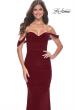 Picture of: Off the Shoulder Net Jersey Dress with Ruching in Wine, Style: 31914, Detail Picture 12