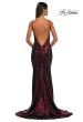 Picture of: Metallic Jersey Dress with Low Back and Ruching in Wine, Style: 32932, Detail Picture 12